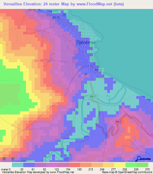 Versailles,Haiti Elevation Map