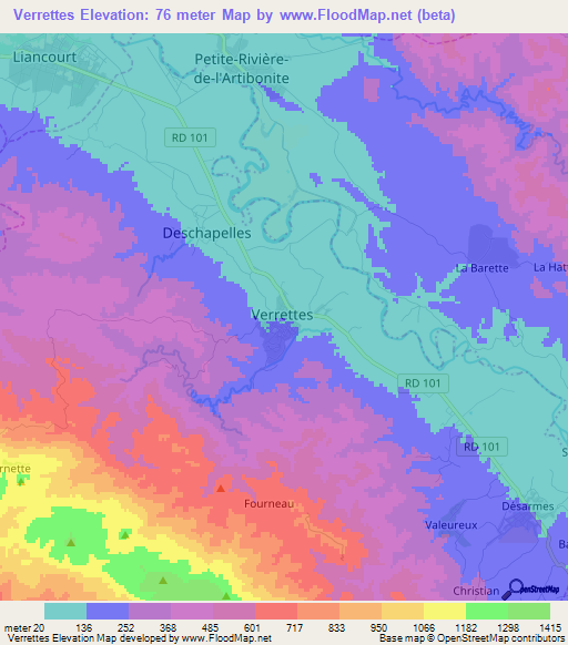 Verrettes,Haiti Elevation Map