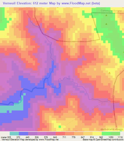 Verneuil,Haiti Elevation Map