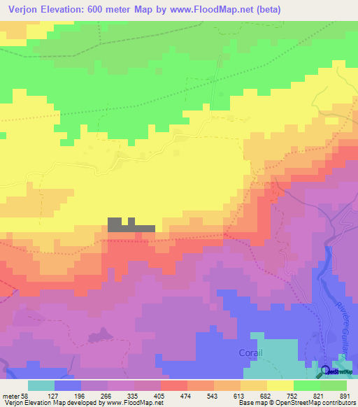 Verjon,Haiti Elevation Map