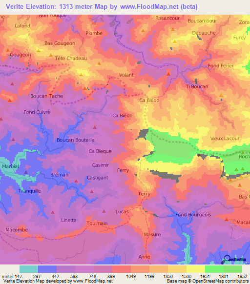 Verite,Haiti Elevation Map