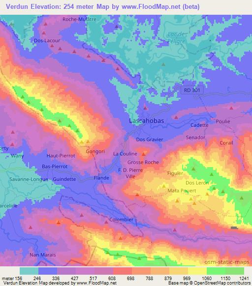 Verdun,Haiti Elevation Map