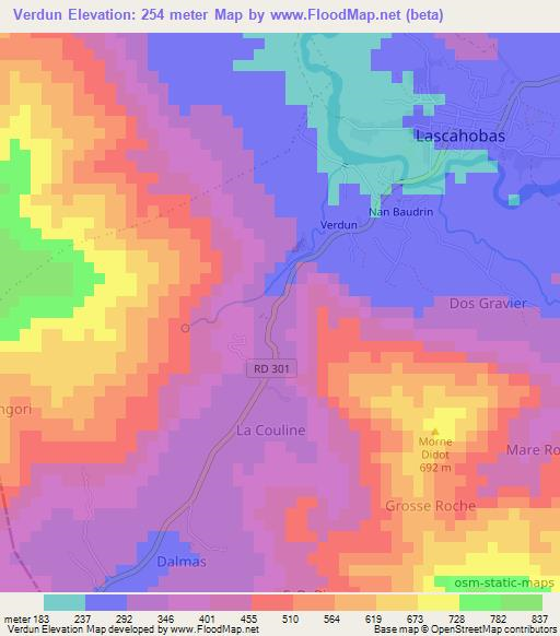 Verdun,Haiti Elevation Map