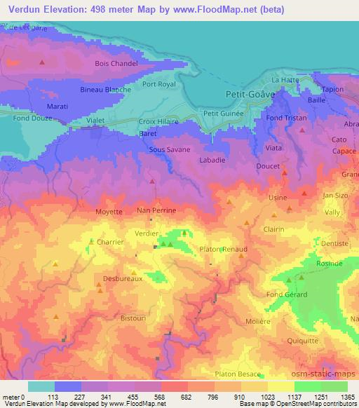 Verdun,Haiti Elevation Map