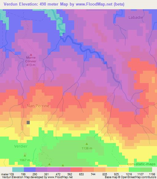 Verdun,Haiti Elevation Map