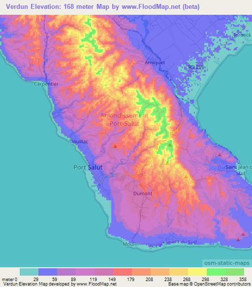 Verdun,Haiti Elevation Map