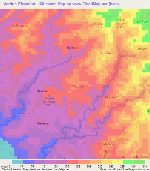 Verdun,Haiti Elevation Map