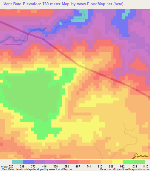 Vent Bate,Haiti Elevation Map