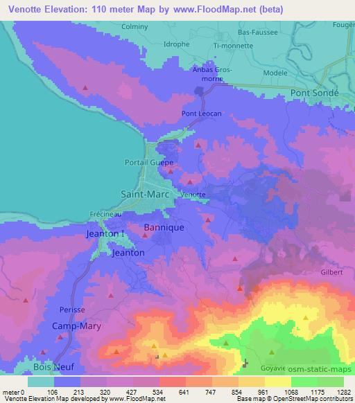 Venotte,Haiti Elevation Map