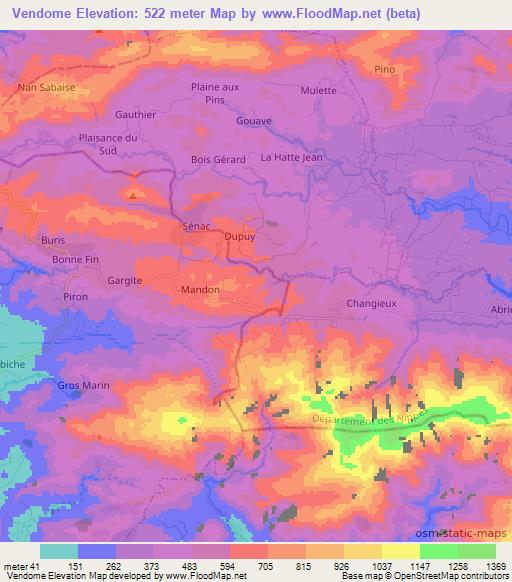 Vendome,Haiti Elevation Map