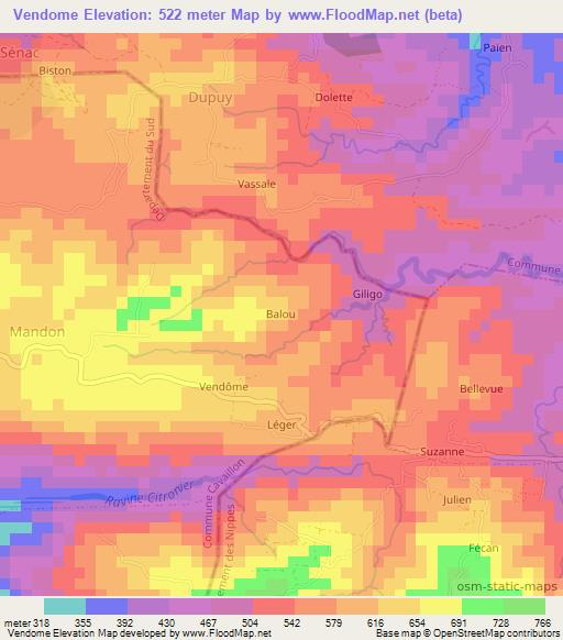 Vendome,Haiti Elevation Map