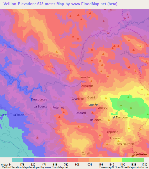 Veillon,Haiti Elevation Map