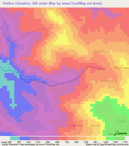 Veillon,Haiti Elevation Map