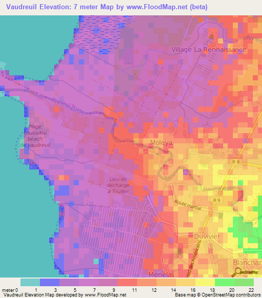 Vaudreuil,Haiti Elevation Map