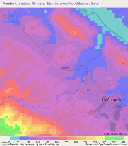 Vaudre,Haiti Elevation Map