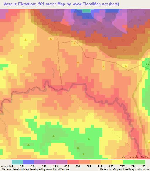 Vaseux,Haiti Elevation Map