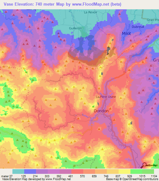 Vase,Haiti Elevation Map