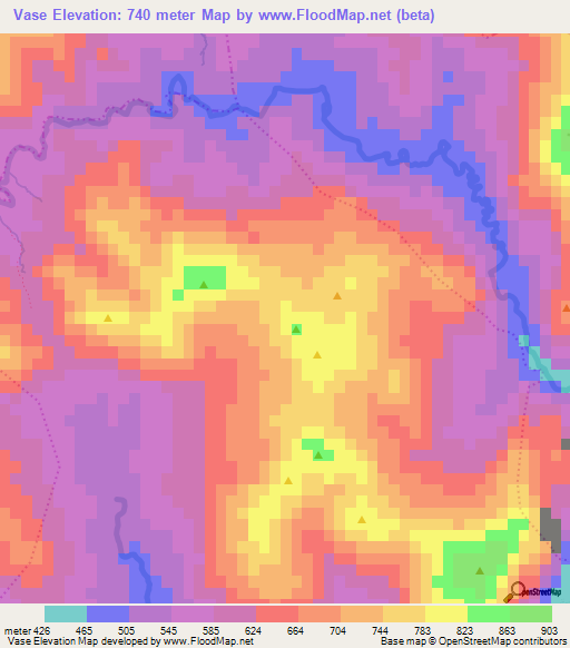 Vase,Haiti Elevation Map