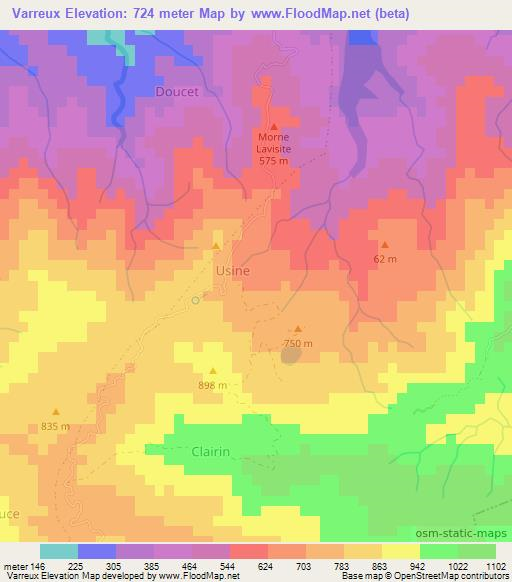 Varreux,Haiti Elevation Map