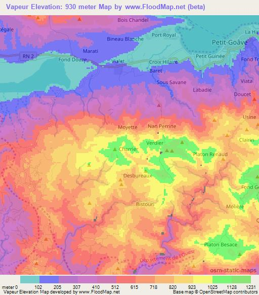 Vapeur,Haiti Elevation Map