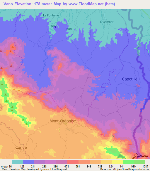 Vano,Haiti Elevation Map