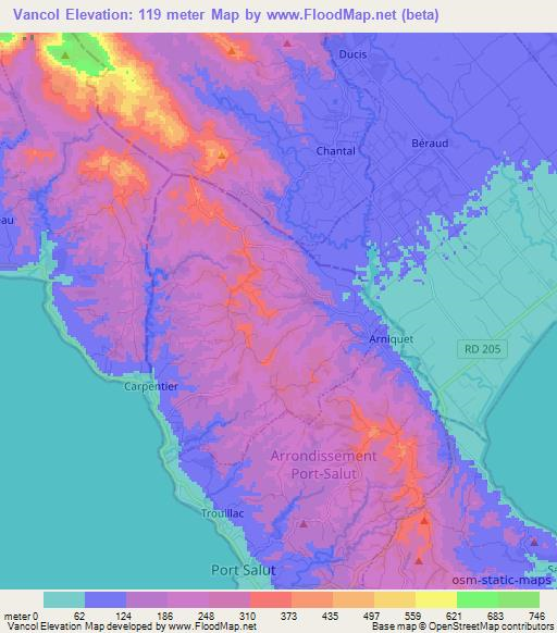 Vancol,Haiti Elevation Map