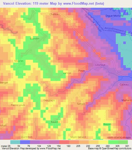 Vancol,Haiti Elevation Map