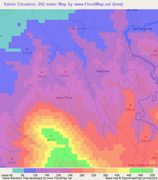 Valois,Haiti Elevation Map