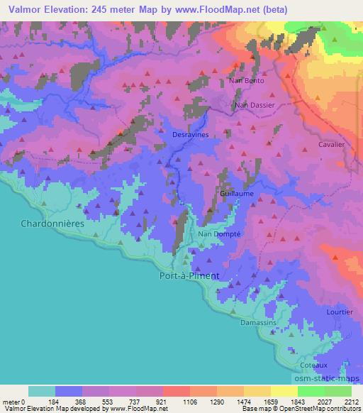 Valmor,Haiti Elevation Map