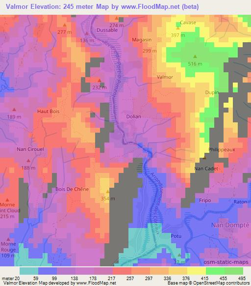 Valmor,Haiti Elevation Map