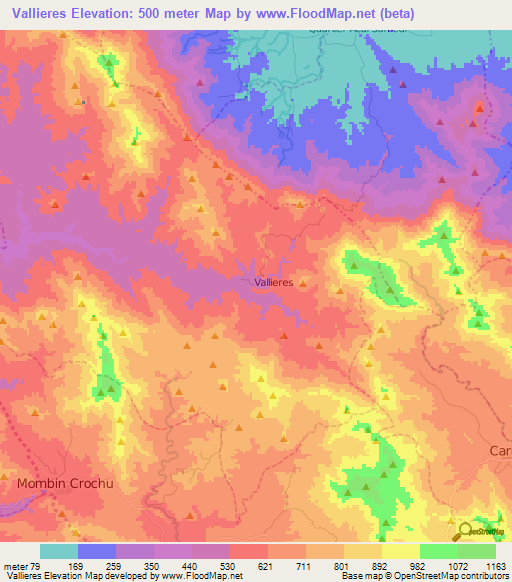 Vallieres,Haiti Elevation Map