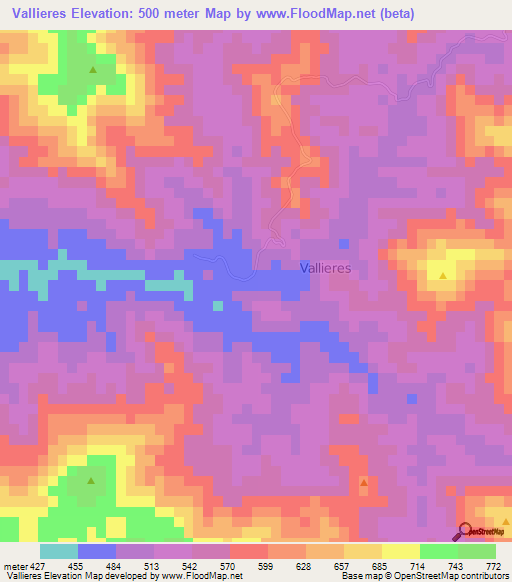 Vallieres,Haiti Elevation Map