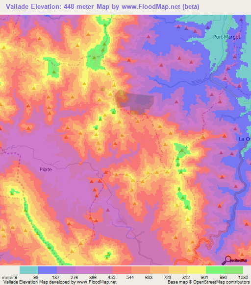 Vallade,Haiti Elevation Map