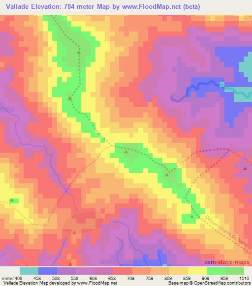 Vallade,Haiti Elevation Map