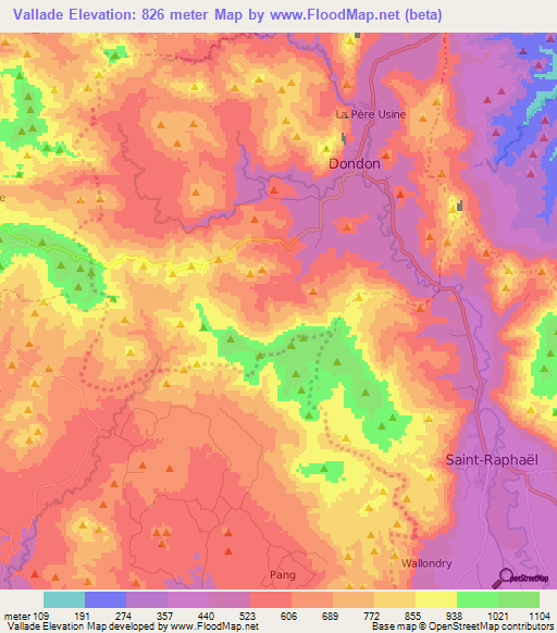 Vallade,Haiti Elevation Map