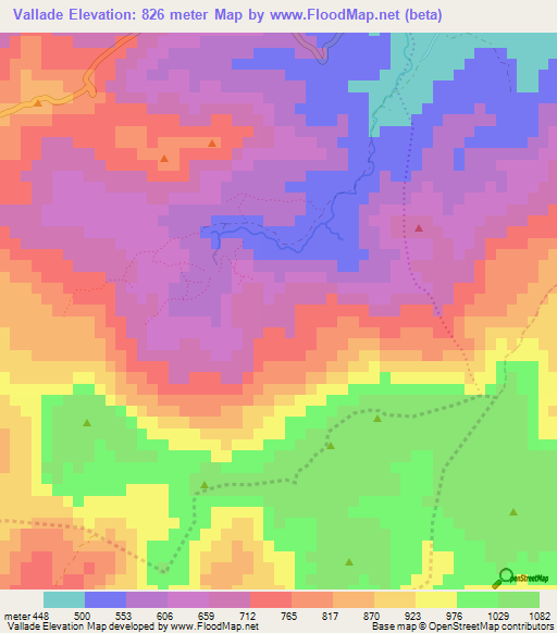 Vallade,Haiti Elevation Map