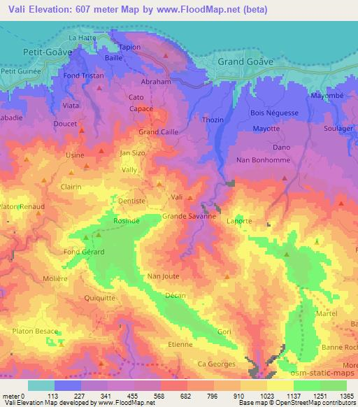 Vali,Haiti Elevation Map