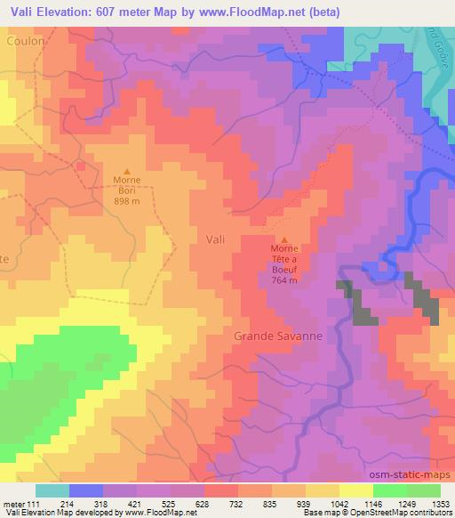 Vali,Haiti Elevation Map