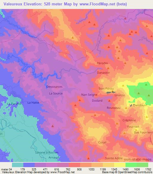 Valeureux,Haiti Elevation Map