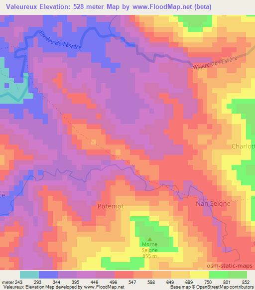 Valeureux,Haiti Elevation Map