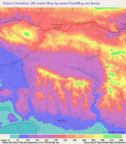 Valere,Haiti Elevation Map