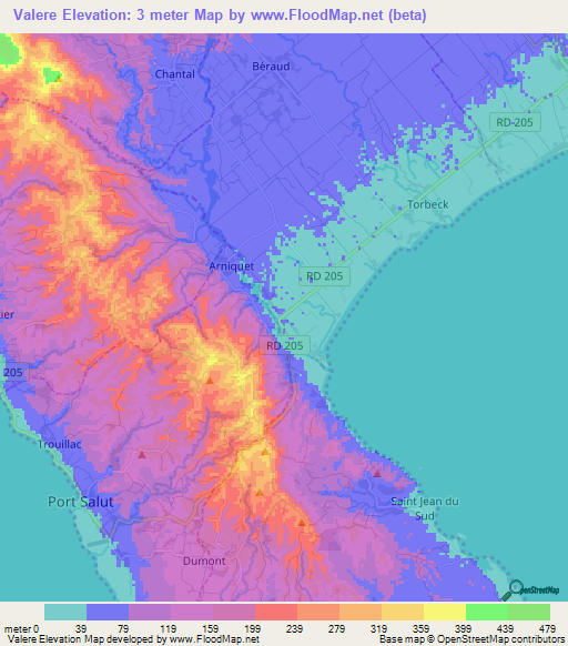 Valere,Haiti Elevation Map