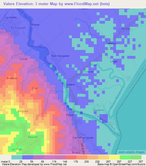 Valere,Haiti Elevation Map