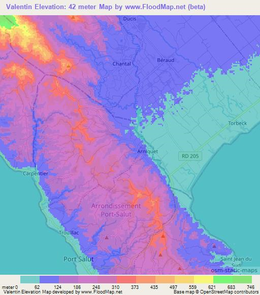 Valentin,Haiti Elevation Map