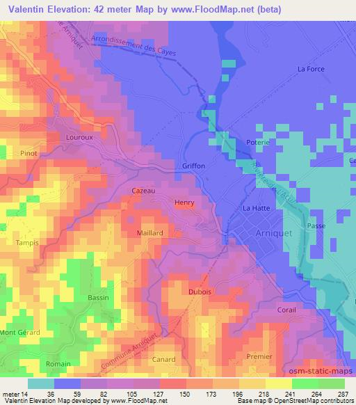 Valentin,Haiti Elevation Map