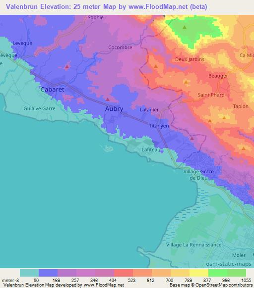 Valenbrun,Haiti Elevation Map