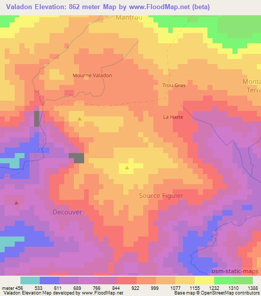 Valadon,Haiti Elevation Map