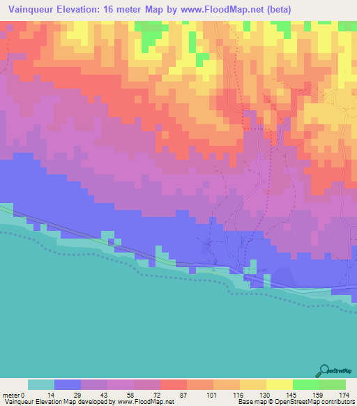 Vainqueur,Haiti Elevation Map