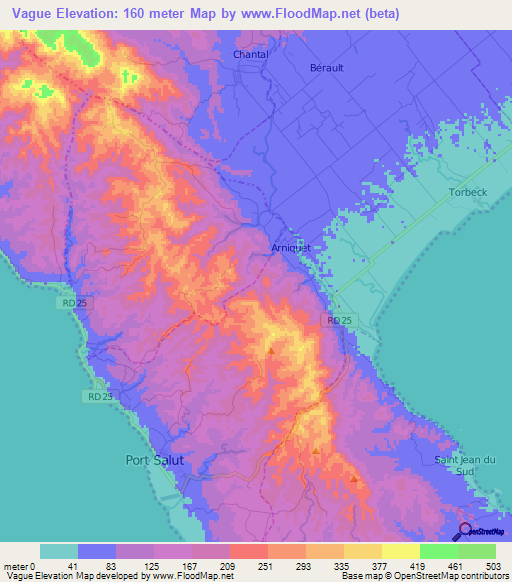 Vague,Haiti Elevation Map