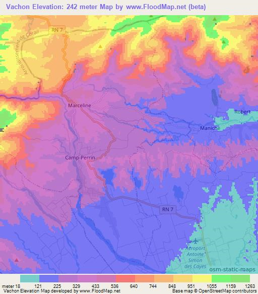 Vachon,Haiti Elevation Map